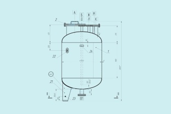 Чертеж Вертикальные аппараты ВЭЭ с эллиптическими днищами